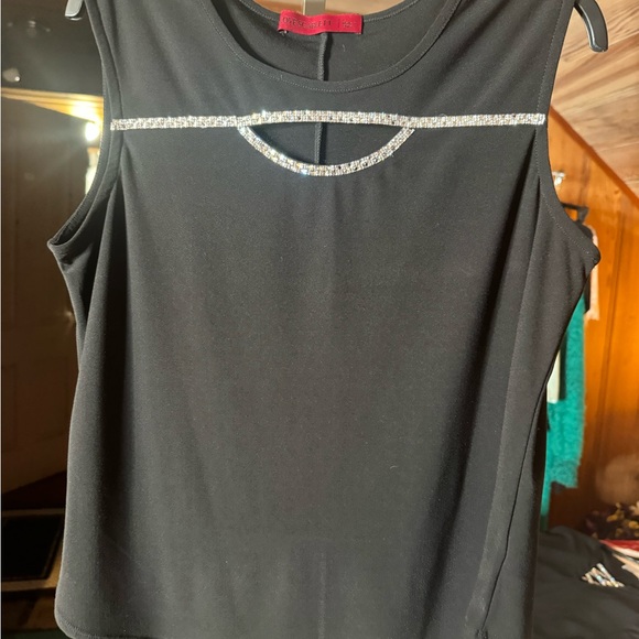 Scarlett Tops - Love Scarlett Black Rhinestone Keyhole Blouse| Sparkly Dressy Top